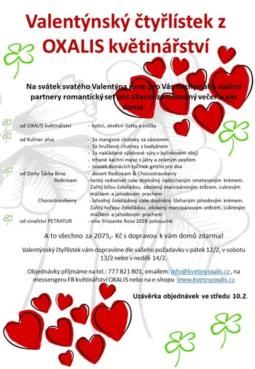 Valentýnský čtyřlístek z OXALIS květinářství